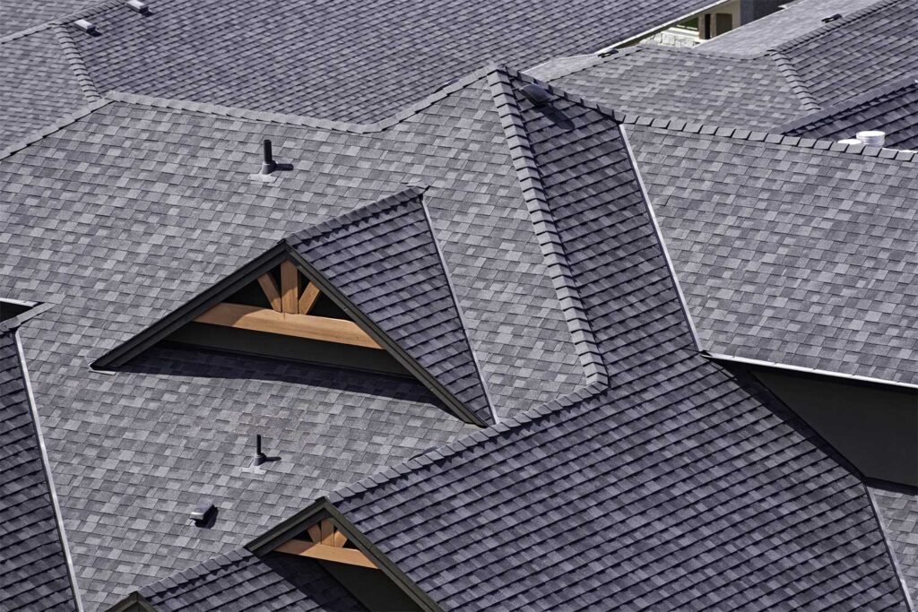 Roofs with Asphalt Shingles with different pitches.