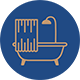 Bathtub with Shower and Shower Curtain icon